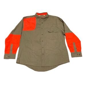 Vintage Bob Allen Mens Large Shooting Shirt Hunting Khaki Orange Long Sleeve